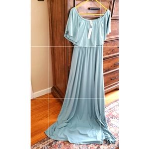 Sage Green Off the Shoulder Maxi Dress